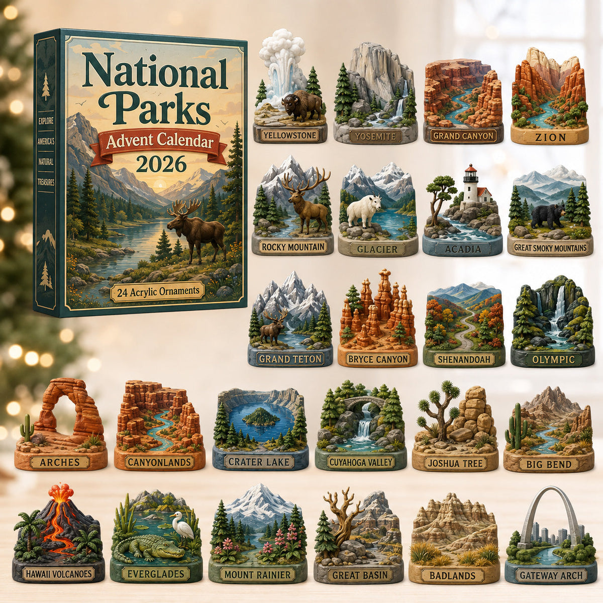 ational Parks Advent Calendar 2026 - 24-Day Festive Countdown, Acrylic Charms Blind Box - Gift For Family &amp; Friends