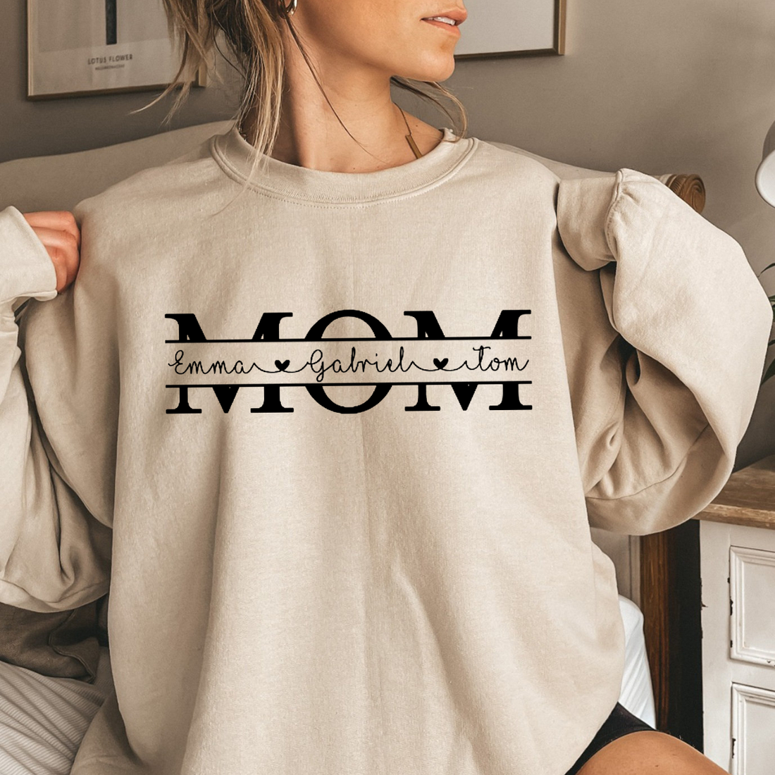 Custom Mama Print Hoodie, Mom Hoodie With Kids Names, Mother&