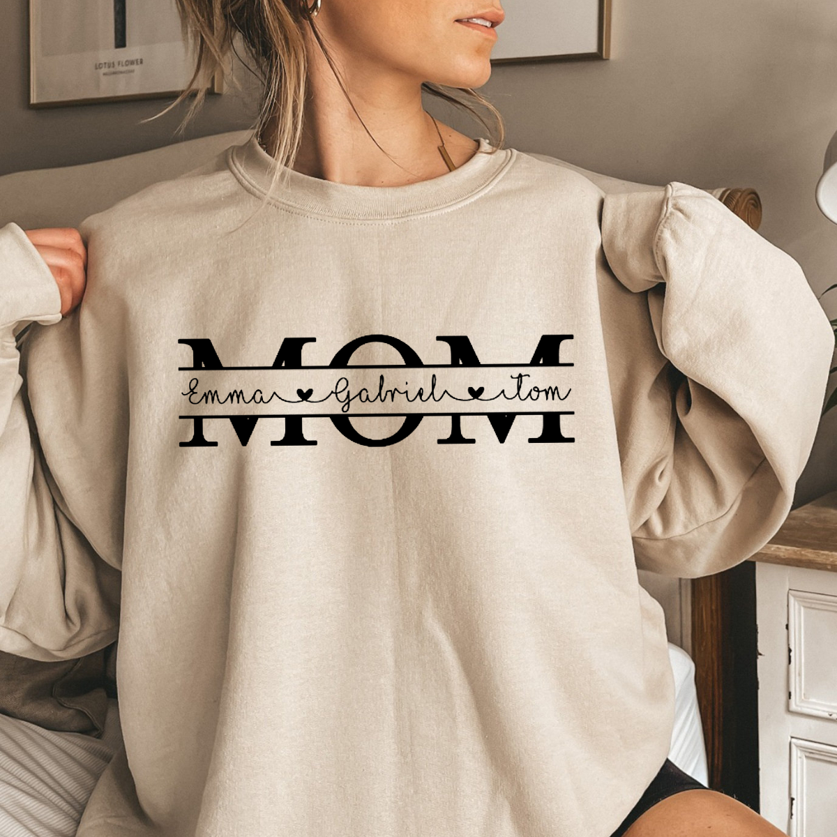 Custom Mama Print Hoodie, Mom Hoodie With Kids Names, Mother&