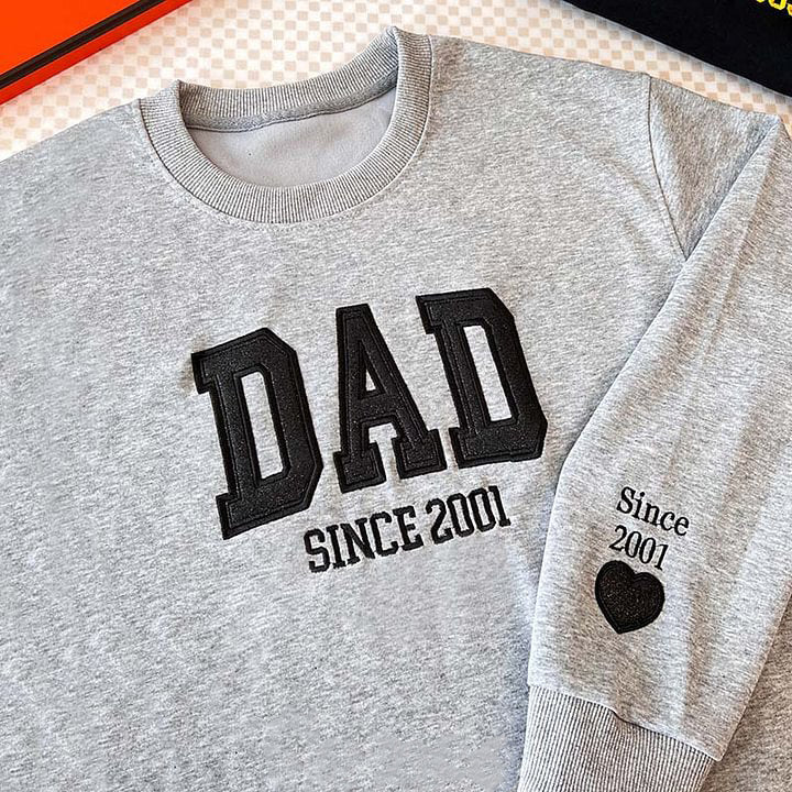 Custom Embroidered Glitter Vinyl DAD Sweatshirt | Gift For Dad &amp; Grandpa