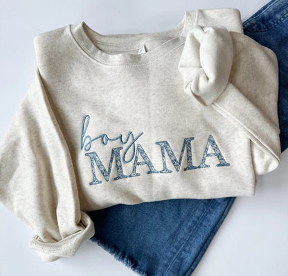 Mama Embroidered Sweatshirt with Floral Chinoiserie Pattern