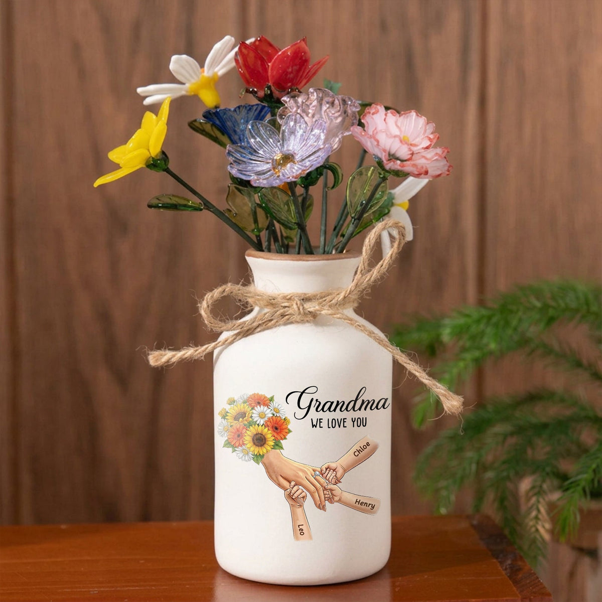 Personalized "Sunflower" Vase-Personalized Grandma Holding Hands|Best Mother&