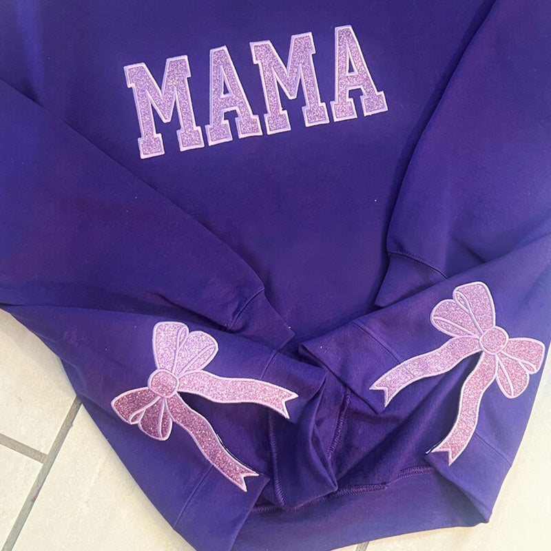 Custom Viral Side Bow Glitter MAMA Sweatshirt | Mother&