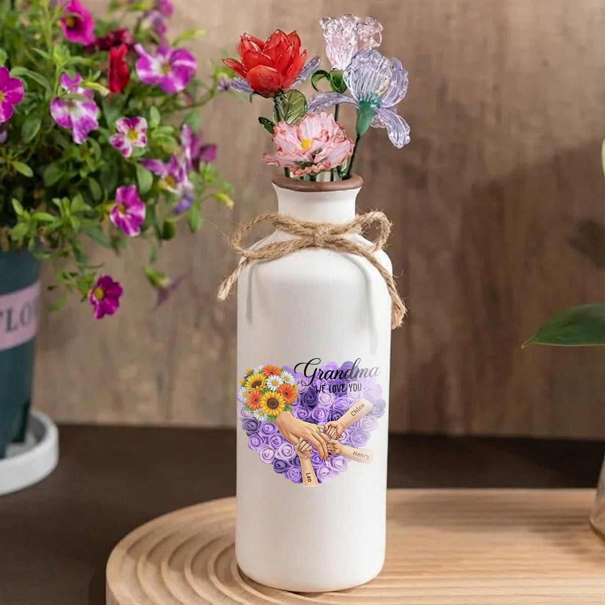 Personalized "Sunflower" Vase-Personalized Grandma Holding Hands|Best Mother&