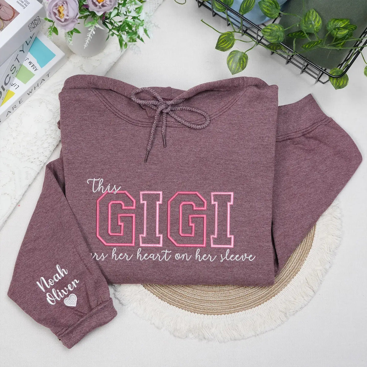 Custom Embroidered This Gigi Wears Her Heart on Her Sleeve Sweatshirt | Mother&