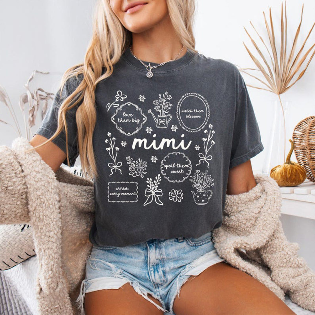Custom Floral Grandma Heat Transfer Print Sweatshirt | Mother&