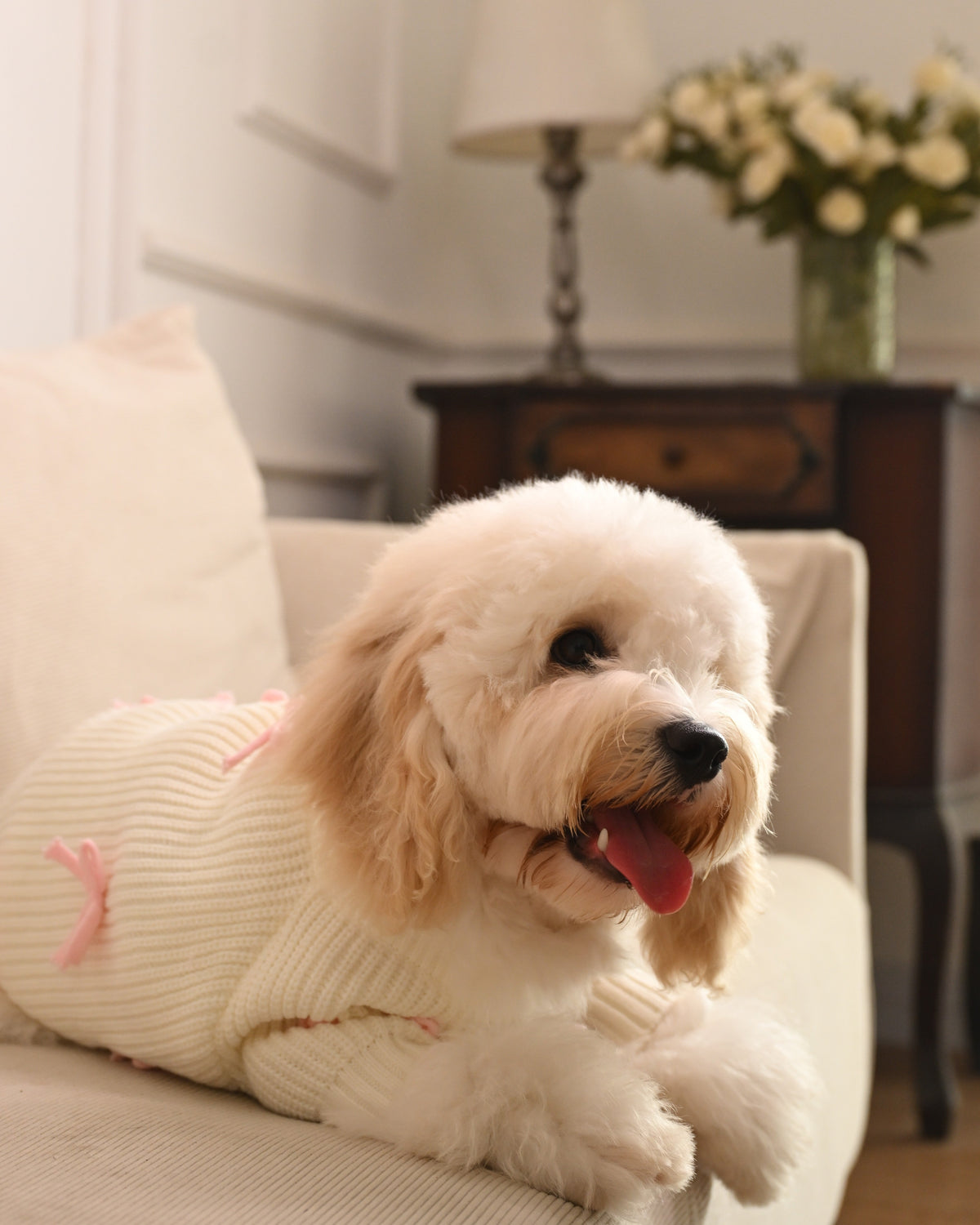 Pink Bow-3D Motif Pet Sweater