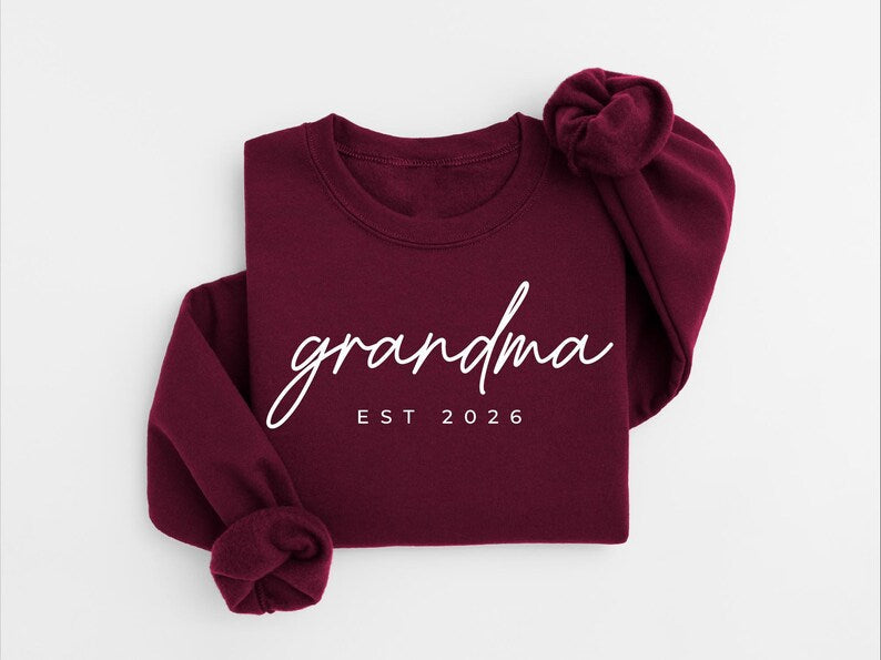 Personalized Grandma Est Heat Transfer Print Sweatshirt | Gift for Grandmother