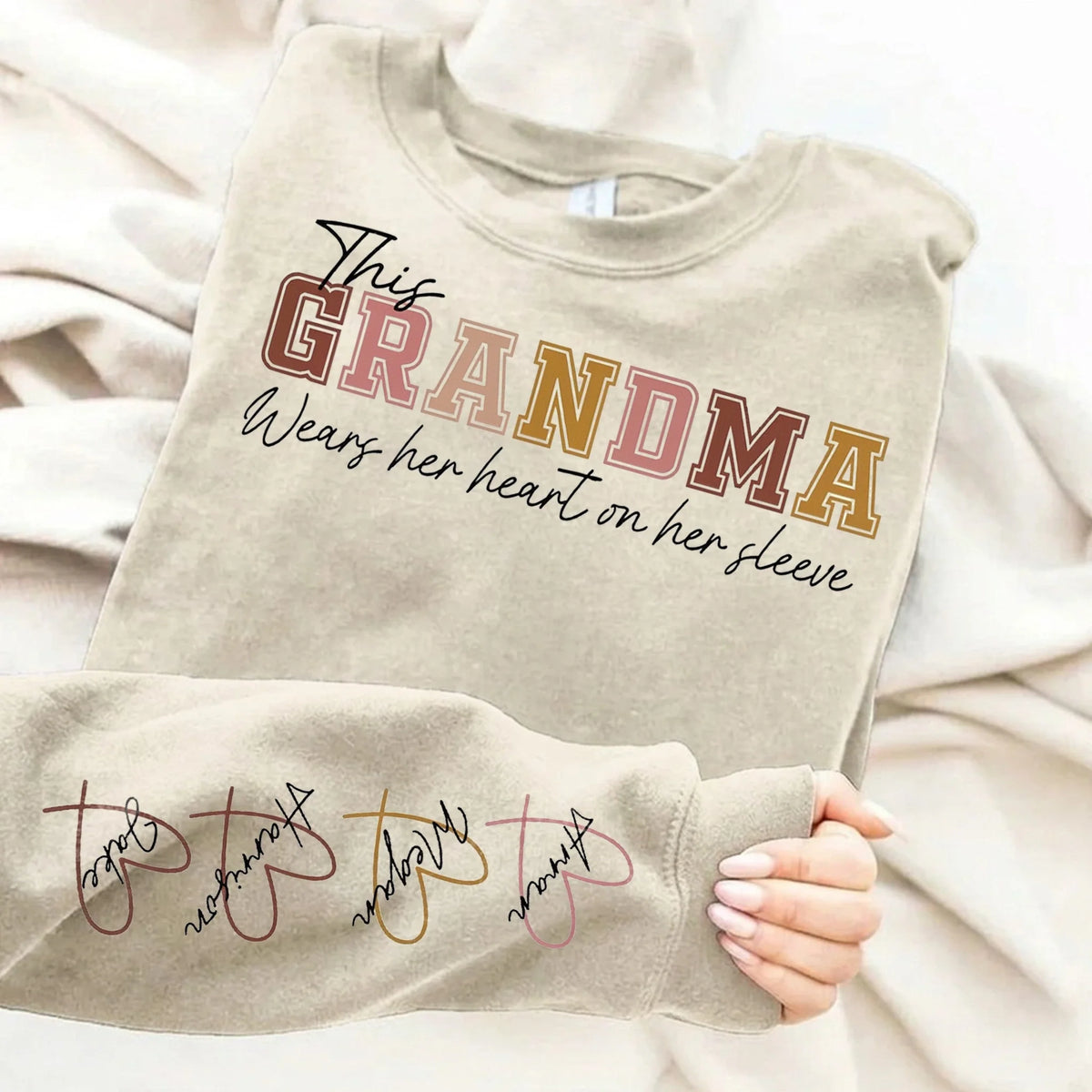 Wear Your Heart on Your Sleeve – Personalized Mama Washed Sweatshirt with Kids’ Names