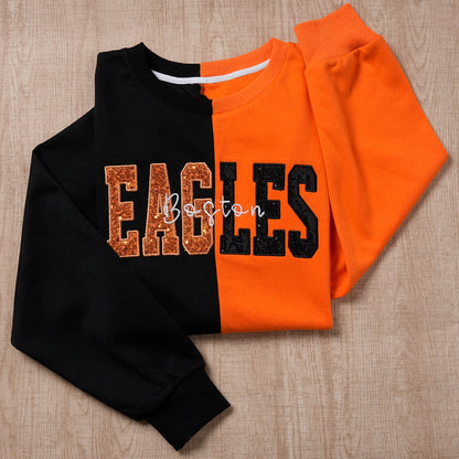 Custom Two Tone Sequins Mama Sweatshirt Christmas Split Fashion Embroidered Hoodie