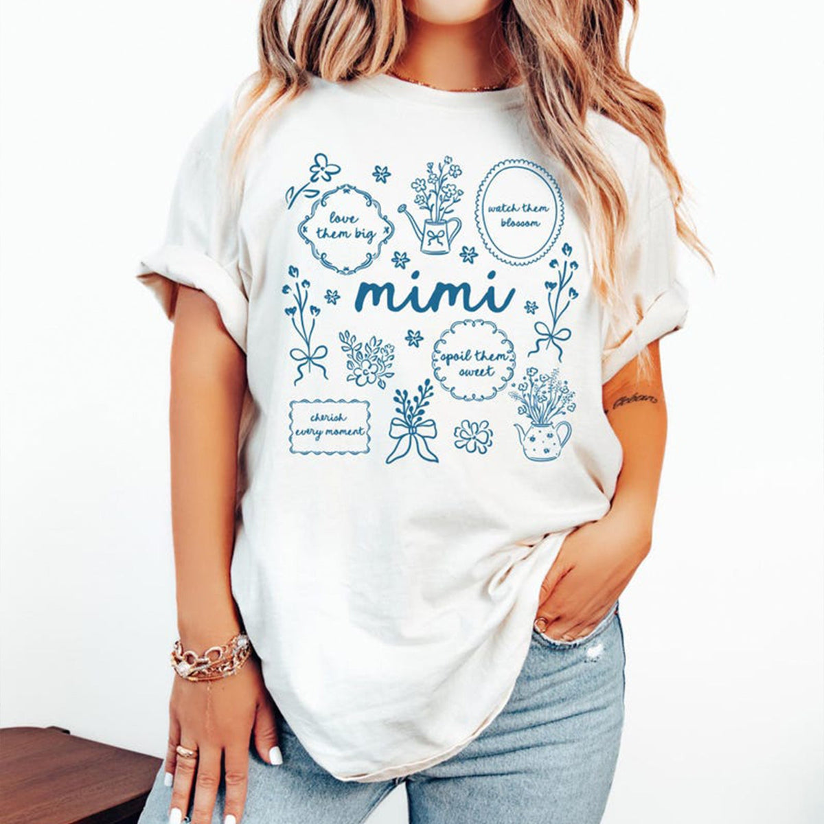 Custom Floral Grandma Heat Transfer Print Sweatshirt | Mother&