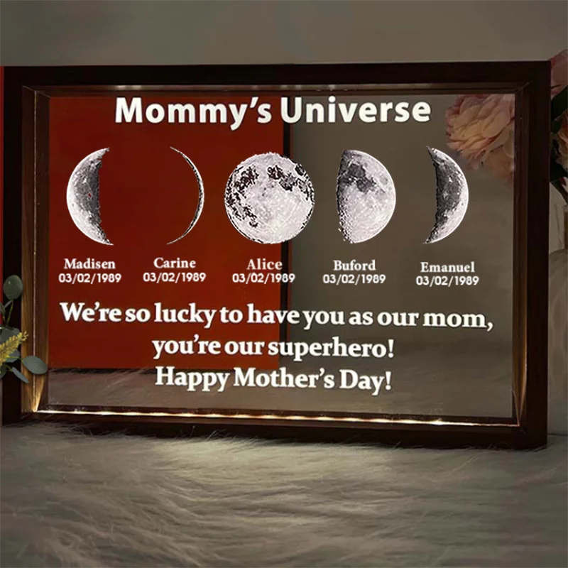 We Are So Lucky - LED Light Frame with Custom Text &amp; Date - Mommy’s Universe