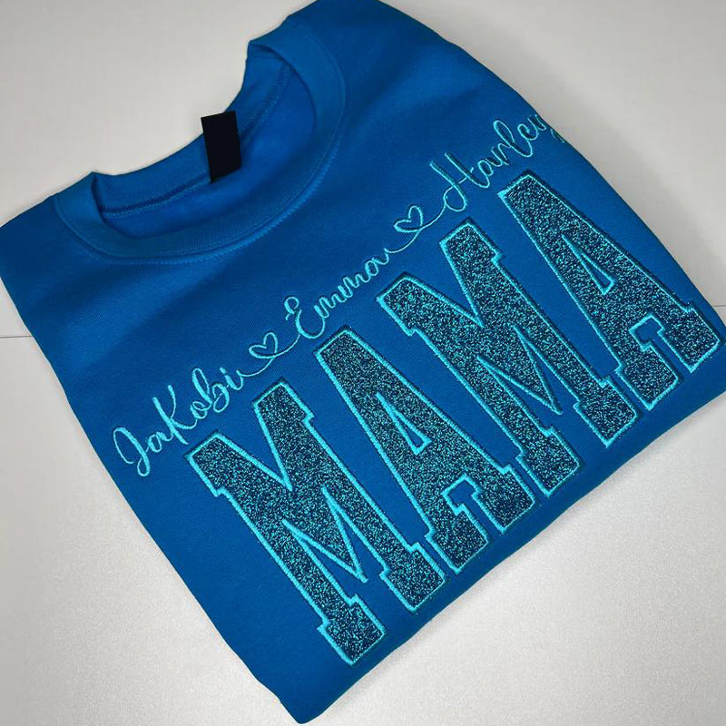 Custom Mama Glitter Embroidered Sweatshirt With Loving Children‘s Name | Mother&