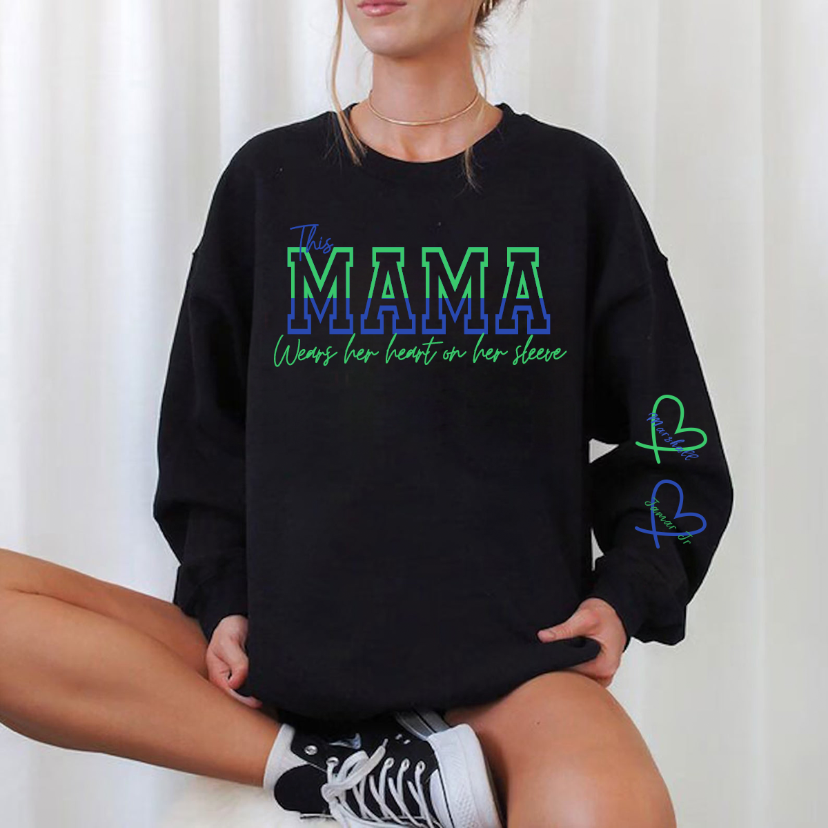 Wear Your Heart on Your Sleeve – Personalized Split Mama Sweatshirt with Kids’ Names | for Mom Mother&