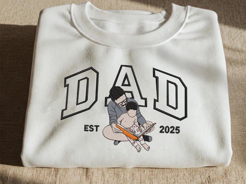 Custom Embroidered Dad Sweatshirt with Photo,Gift for Dad from Mom