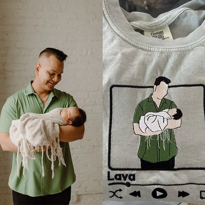 Custom Embroidered Photo Portrait Sweatshirt For papà,papá,pai