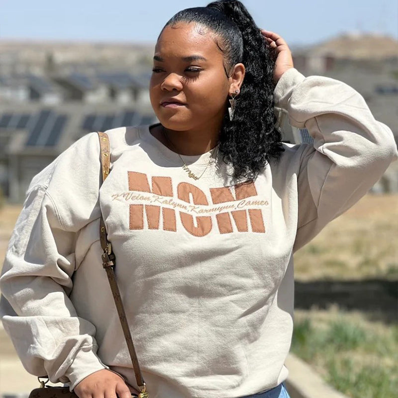 Custom Personalized Embroidered Sequin Mom Sweatshirt