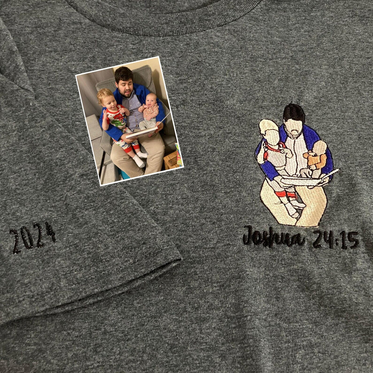 Custom Embroidered Photo Portrait Sweatshirt For papà,papá,pai