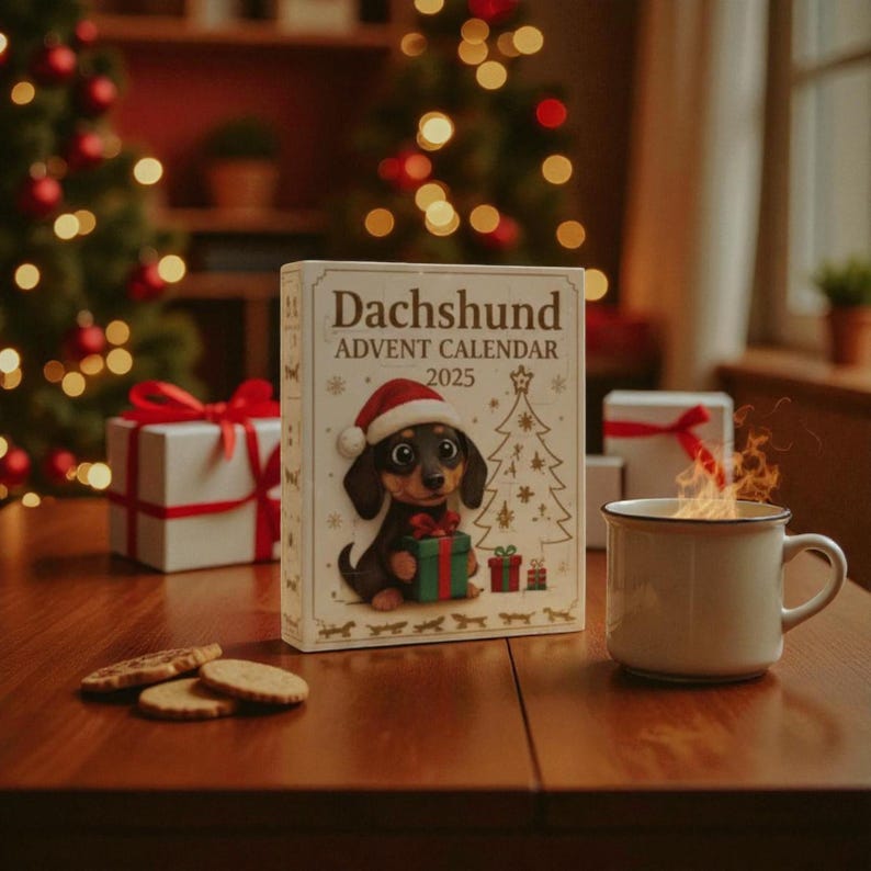 Dachshund Advent Calendar – 24-Day Christmas Countdown with Cute Sausage Dog Figures – Holiday Gift for Dog Lovers &amp; Kids