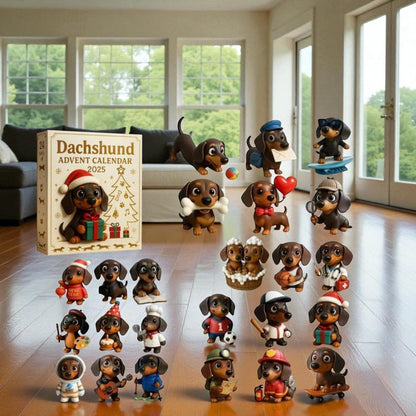 Dachshund Advent Calendar – 24-Day Christmas Countdown with Cute Sausage Dog Figures – Holiday Gift for Dog Lovers &amp; Kids
