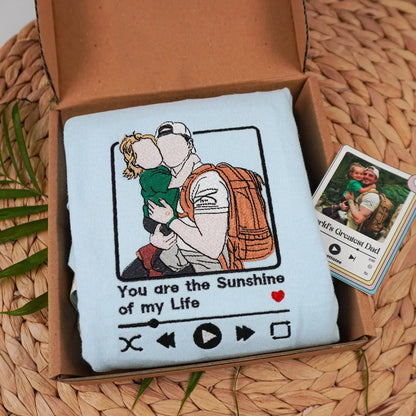 Custom Embroidered Photo Portrait Sweatshirt For papà,papá,pai