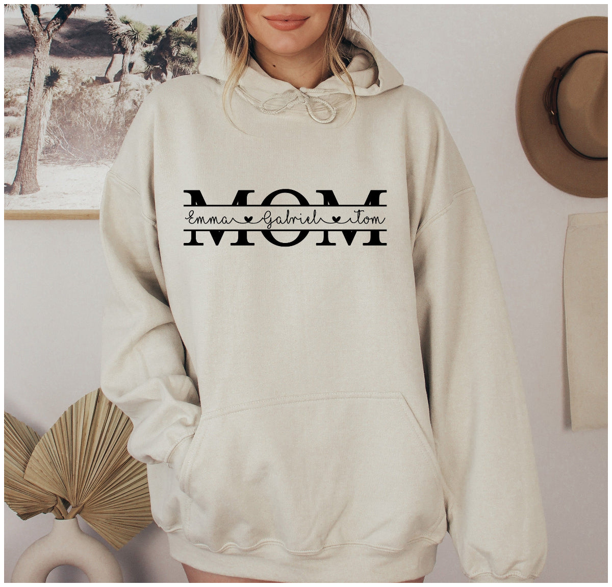 Custom Mama Print Hoodie, Mom Hoodie With Kids Names, Mother&
