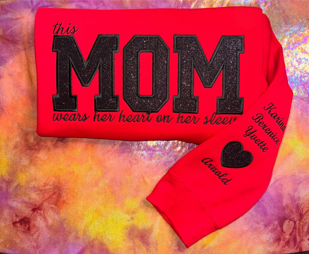 Custom Mama Sequin Embroidered Sweatshirt with Kids&