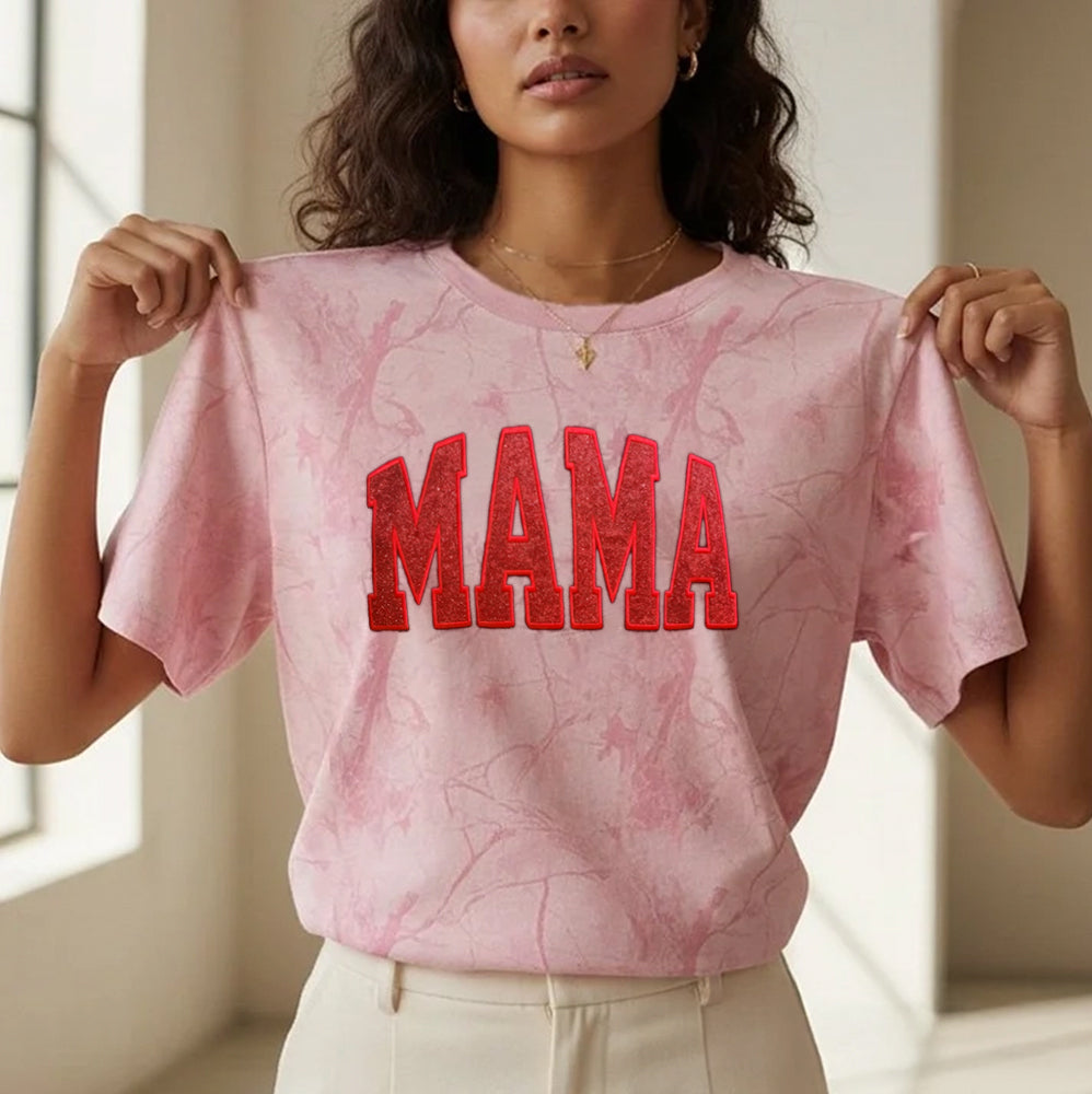 Personalized Custom Glitter Embroidered MAMA Camo Sweatshirt T-Shirt | Mother&