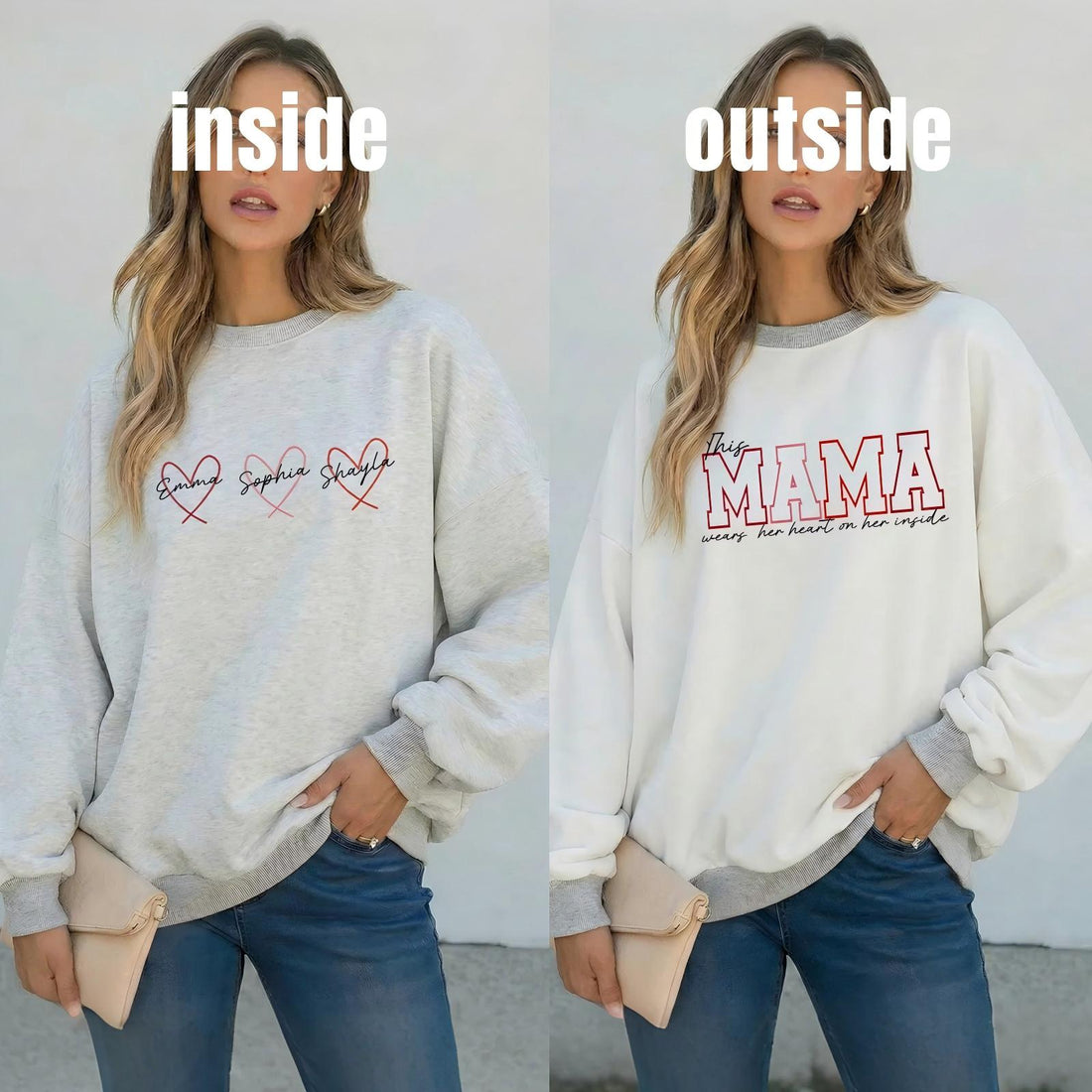 Wear Your Heart on the Inside – Custom Mama Reversible Sweatshirt |Mother&