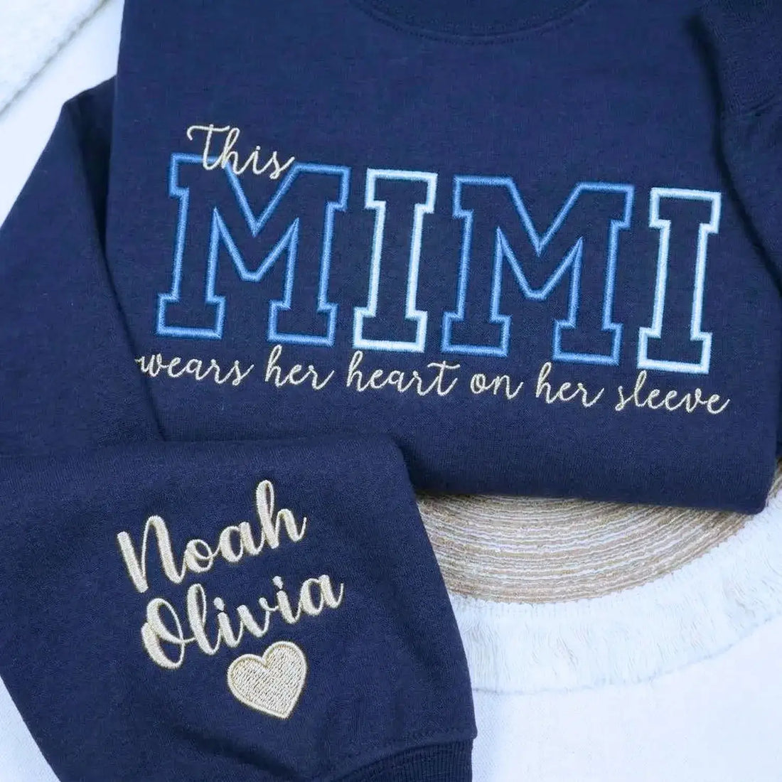 Custom Embroidered This Mimi Wears Her Heart on Her Sleeve Sweatshirt | Mother&