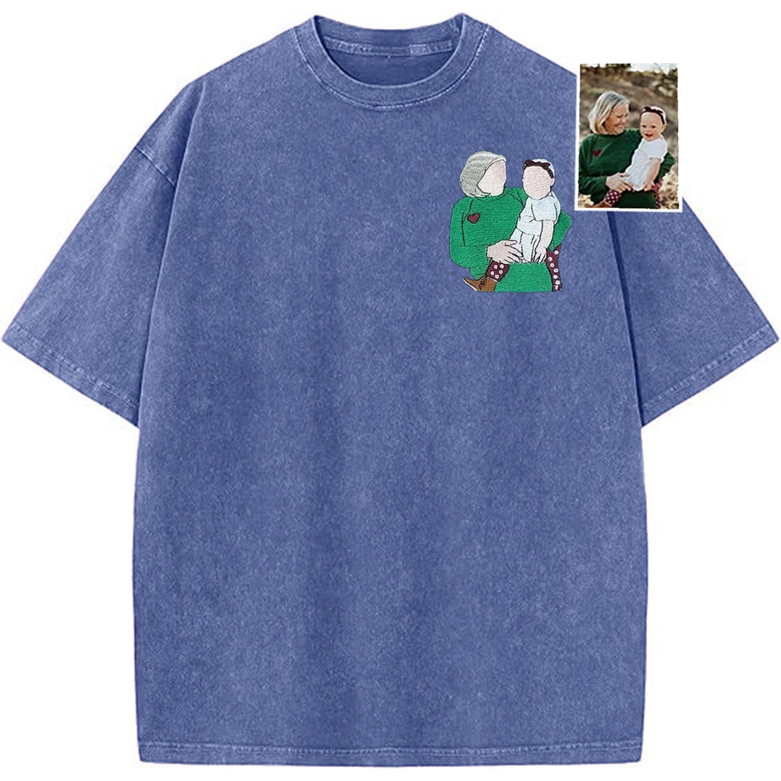 Custom Mama,Mom Portrait Embroidered Washed Sweatshirt | Mother&