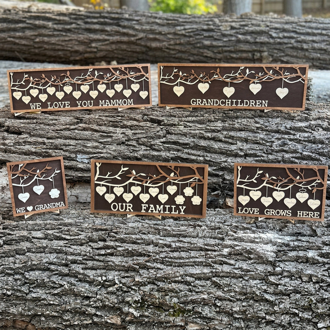 Family Tree Hanging Heart 3D Wall Hanging Decoration or Gift with Stand | Perfect for Mothers Day | Fathers Day