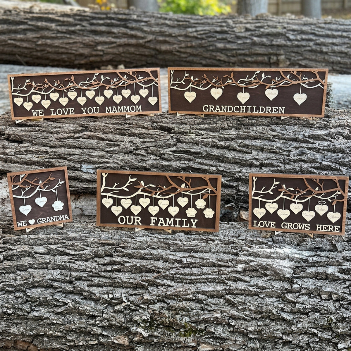 Family Tree Hanging Heart 3D Wall Hanging Decoration or Gift with Stand | Perfect for Mothers Day | Fathers Day