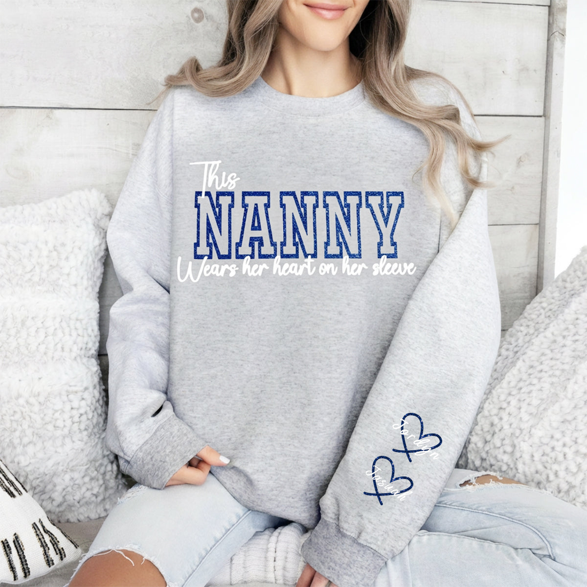 Wear Your Heart on Your Sleeve – Personalized Glitter Mama Sweatshirt with Kids’ Names | for Mom Mother&