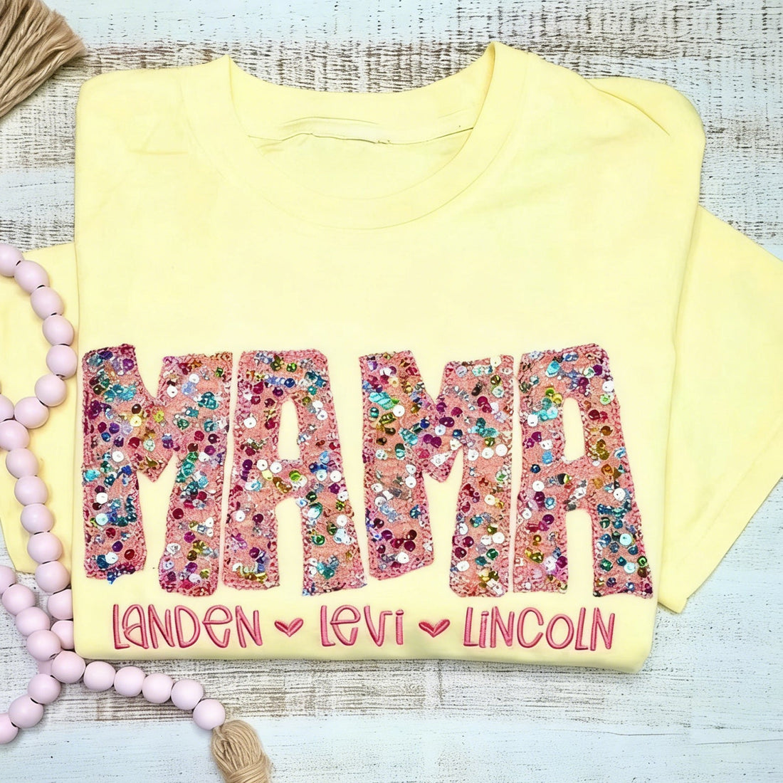 Custom Sequin Embroidered MAMA Sweatshirt | Sparkle &amp; Shine Gift for Mother&