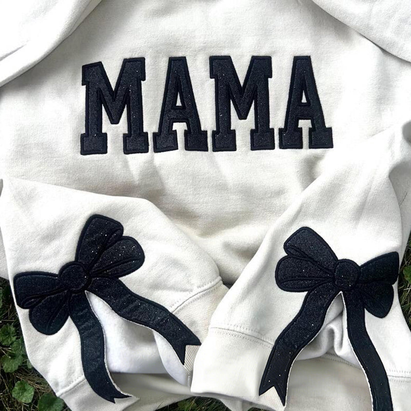 Custom Viral Side Bow Glitter MAMA Sweatshirt | Mother&