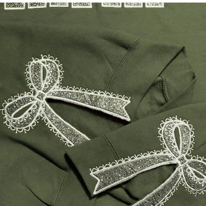 Custom Glitter Embroidered Lace Side Bow Mama Sweatshirt | Mother&