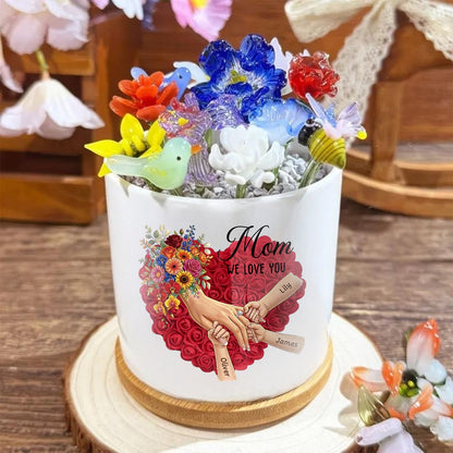 Personalized Large Plant Pot-Personalized Mom Holding Hands|Best Mother&