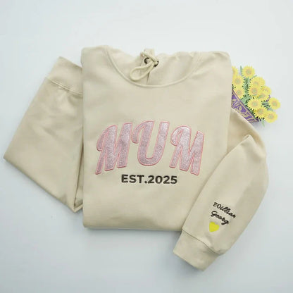 Custom Embroidered Applique Glitter MUM Sweatshirt | Gift for MAMA