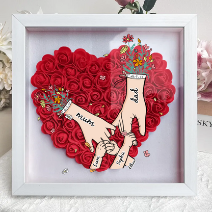 Custom Mother's Day Personalized Flower Shadow Box, Family hand holding Gift | Gift for mom,grandma