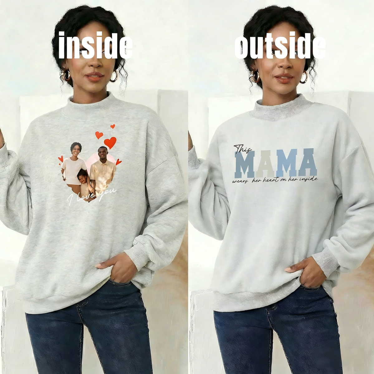 Wear Your Heart on the Inside – Custom Mama Reversible Sweatshirt |Mother&
