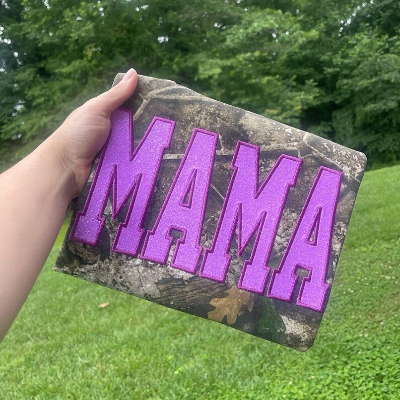 Personalized Camo Glitter Text Mama Shirt Custom Name Hunting Gift for Mom Mothers Day Apparel