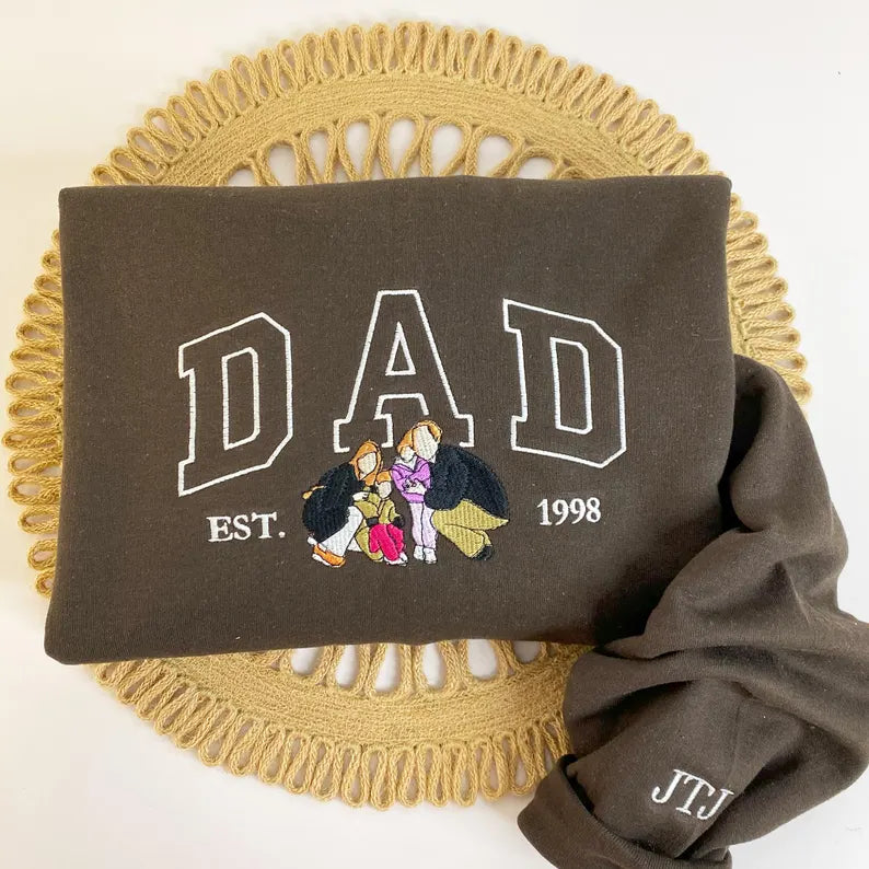 Custom Embroidered Dad Sweatshirt with Photo,Gift for Dad from Mom