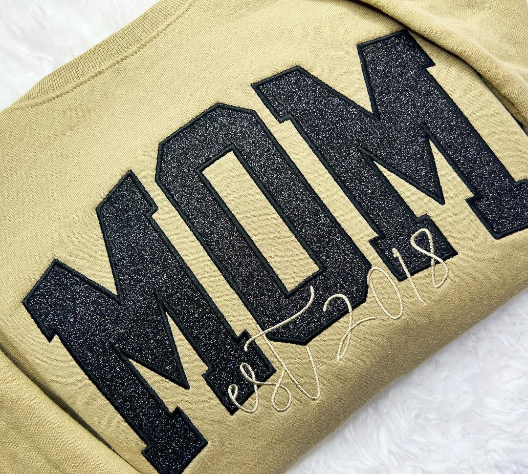 Custom Mom &amp;Mama Glitter Applique Embroidered T-shirt &amp;Sweatshirt