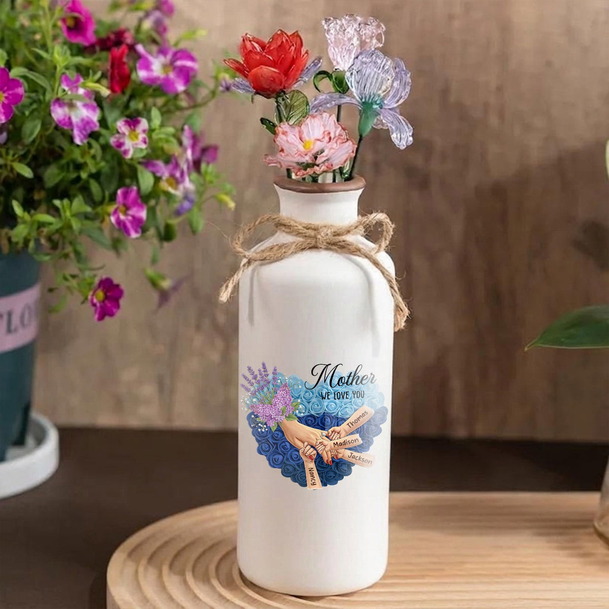 Personalized "Lavender" Vase-Personalized Mother Holding Hands|Best Mother&