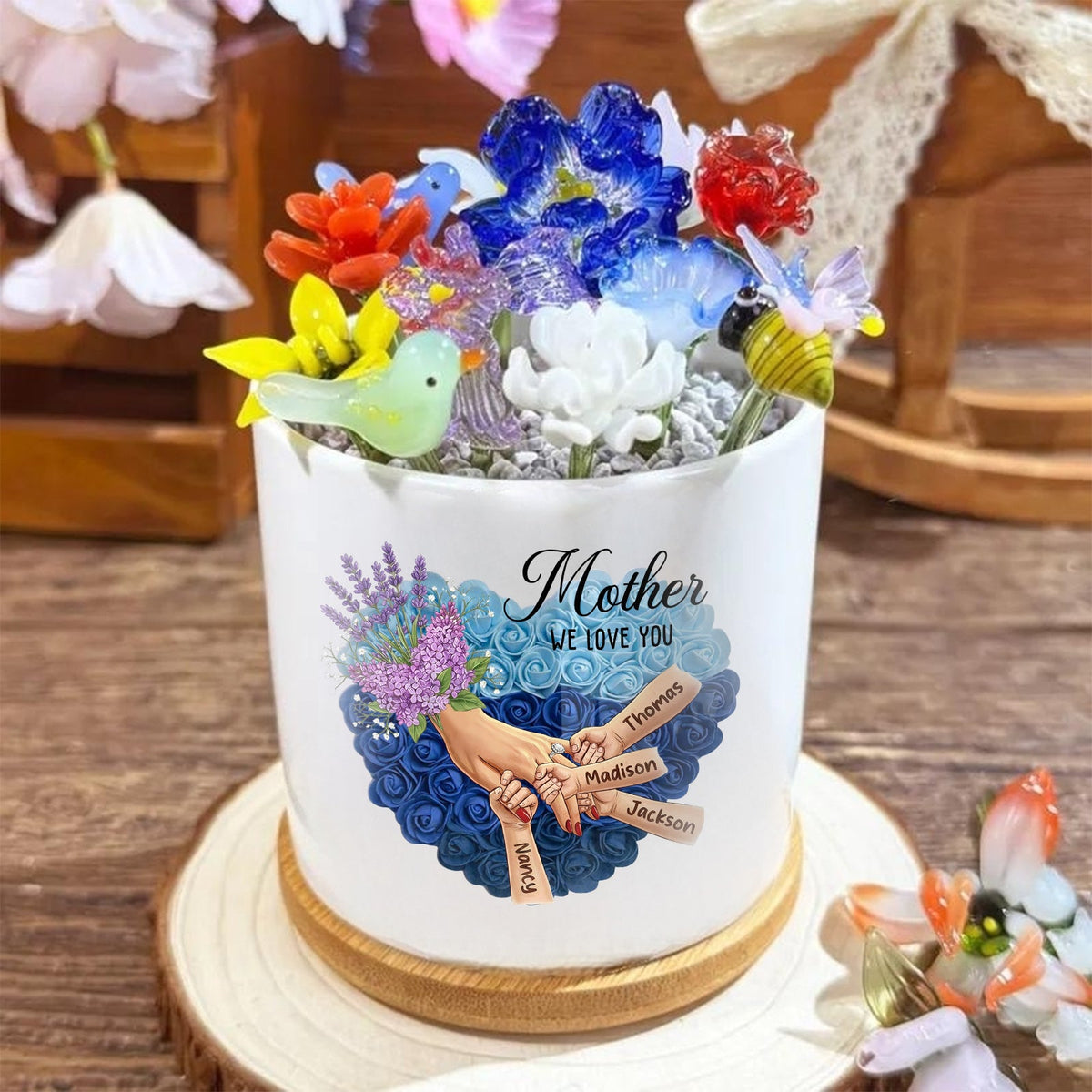 Personalized Lavender Plant Pot-Personalized Mom Holding Hands|Best Mother&