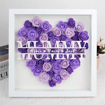 Custom Personalized Mum Flower Shadow Box With Kids Name | Mother’s Day gift