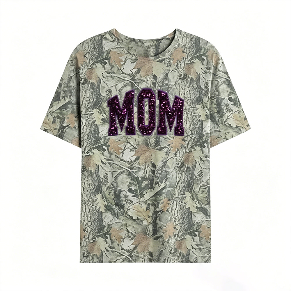 Custom Sequin MAMA Camo Sweatshirt Embroidered Sequin T-Shirt Hoodie | Mother&