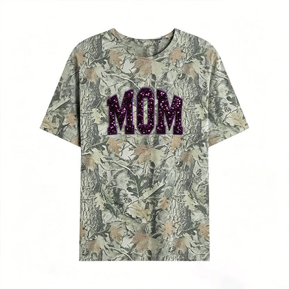 Custom Sequin MAMA Camo Sweatshirt Embroidered Sequin T-Shirt Hoodie | Mother&