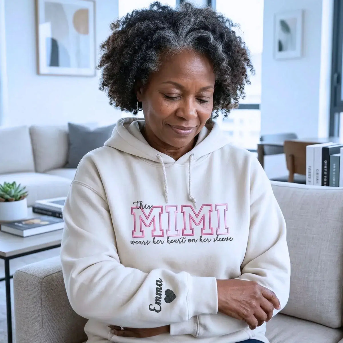 Custom Embroidered This Mimi Wears Her Heart on Her Sleeve Sweatshirt | Mother&